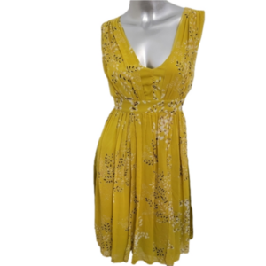 Ted Baker Chartreuse Green Floral Silk Dress Size 2